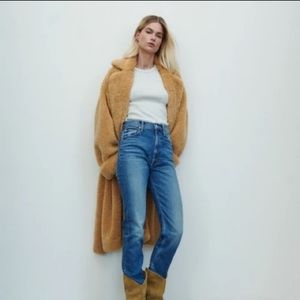 7 FOR ALL MANKIND SHEARLING BELTED COAT IN LIGHT CAMEL